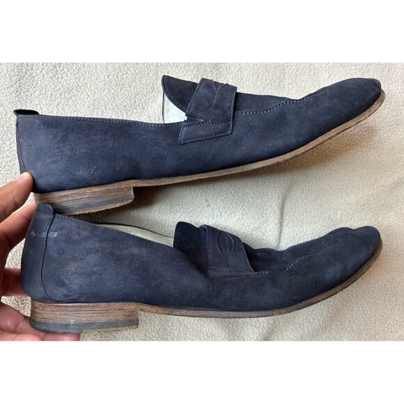 Lucchese Special Collection Fausto Navy Snuffed Suede Mens Penny Loafers 8D main image 6